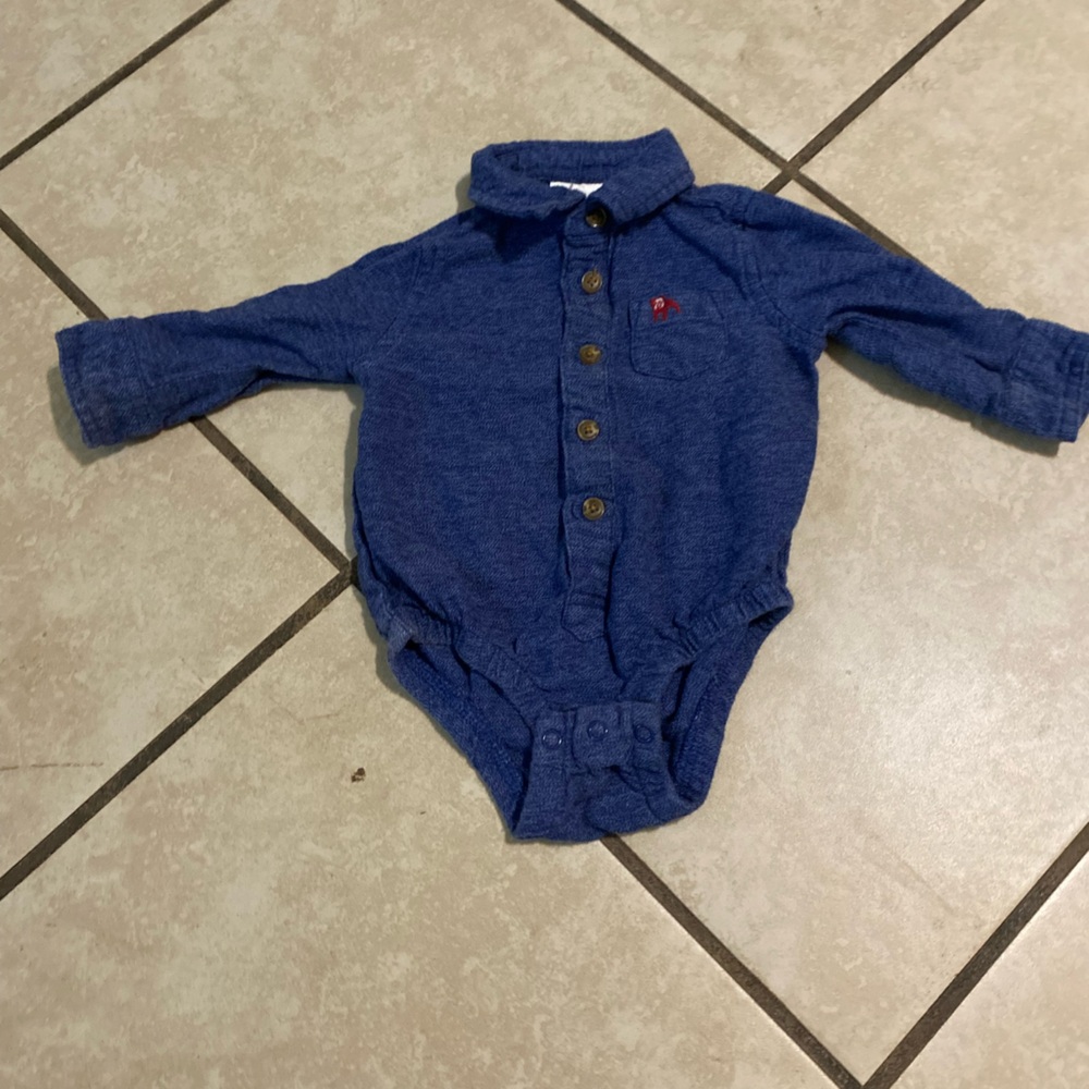 Blue Long-Sleeve Baby Onesie